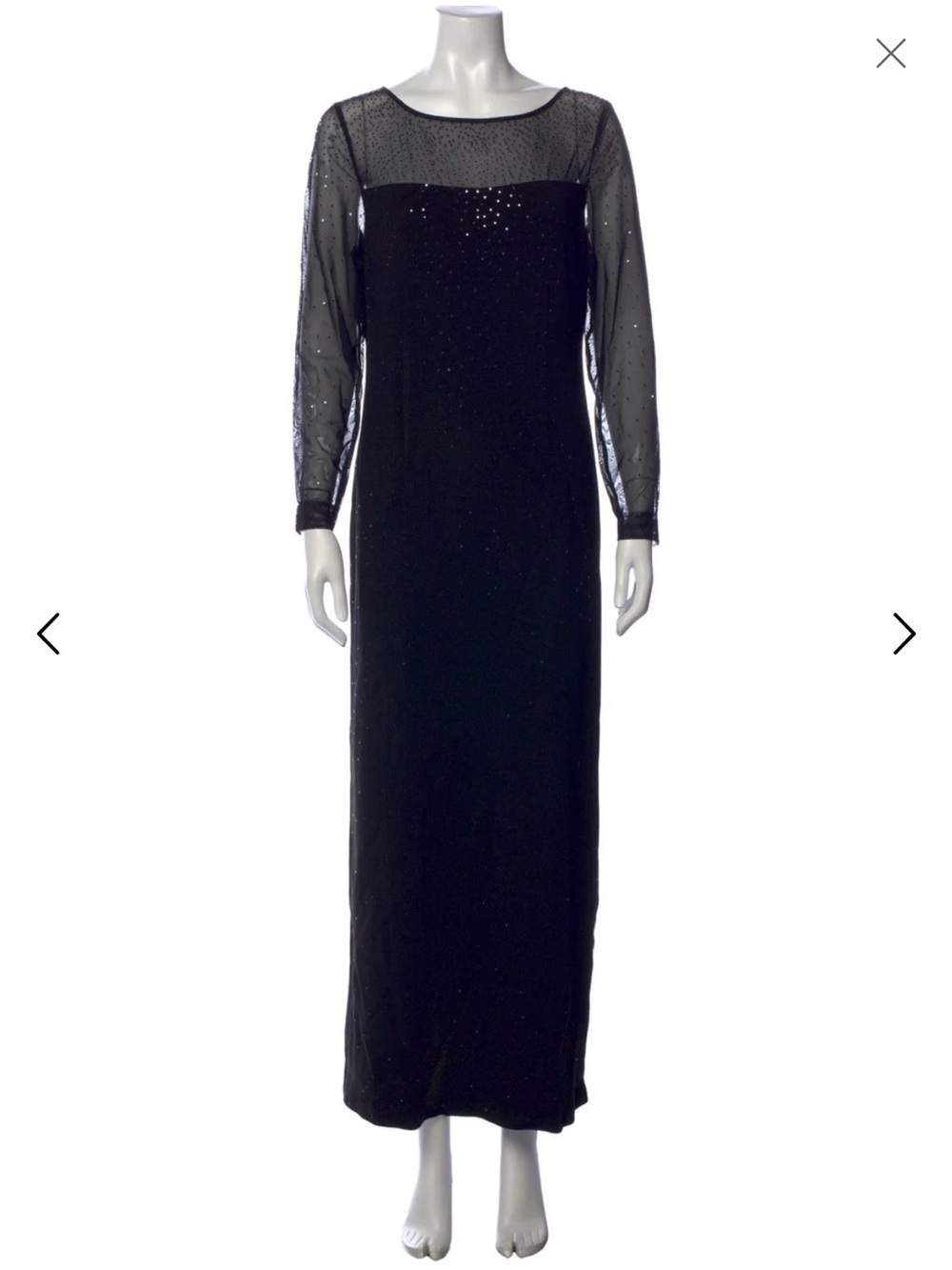 St. John Navy and Black Black Beaded Long Sleeve Evening Gown